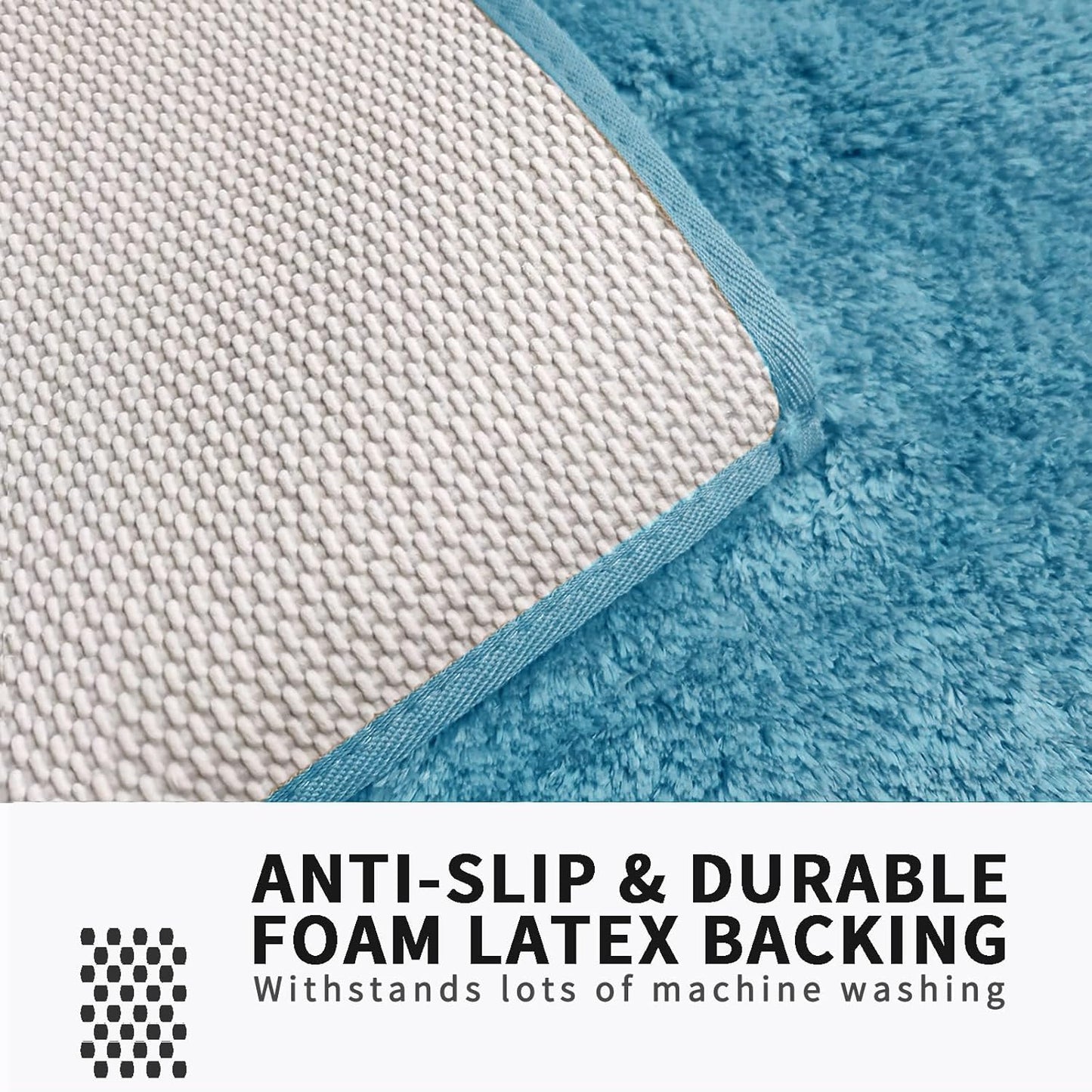 FIFU Bathroom Rugs 20" W x 32" L, Bath Mat for Bathroom, Bedroom, Laundry Room & Kitchen, Non-Slip Rubber Latex Backing, Extra Soft and Absorbent Microfiber Carpet, Machine Washable Rug, Sky Blue