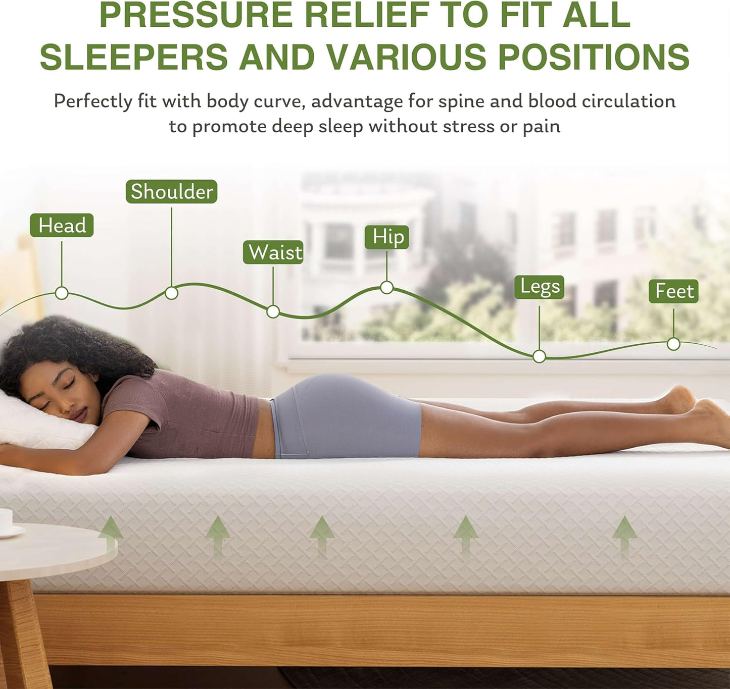 6 Inch Full Size Mattress for Kids, Memory Foam Mattress with Cooling Green Tea Gel, Relieve Pressure with Medium Firm Support, CertiPUR-US Certified, 75''L x 54''W, White