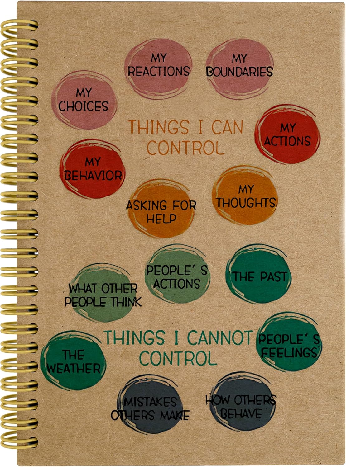 Knibeo Mental Health Journal Notebook - Anti Anxiety Notebook, Kraft Paper Notebook,5.5×8.3 Spiral Bound Notebook with 164 Pages, Therapist Notebook, Mental Health Gifts, College School Supplies