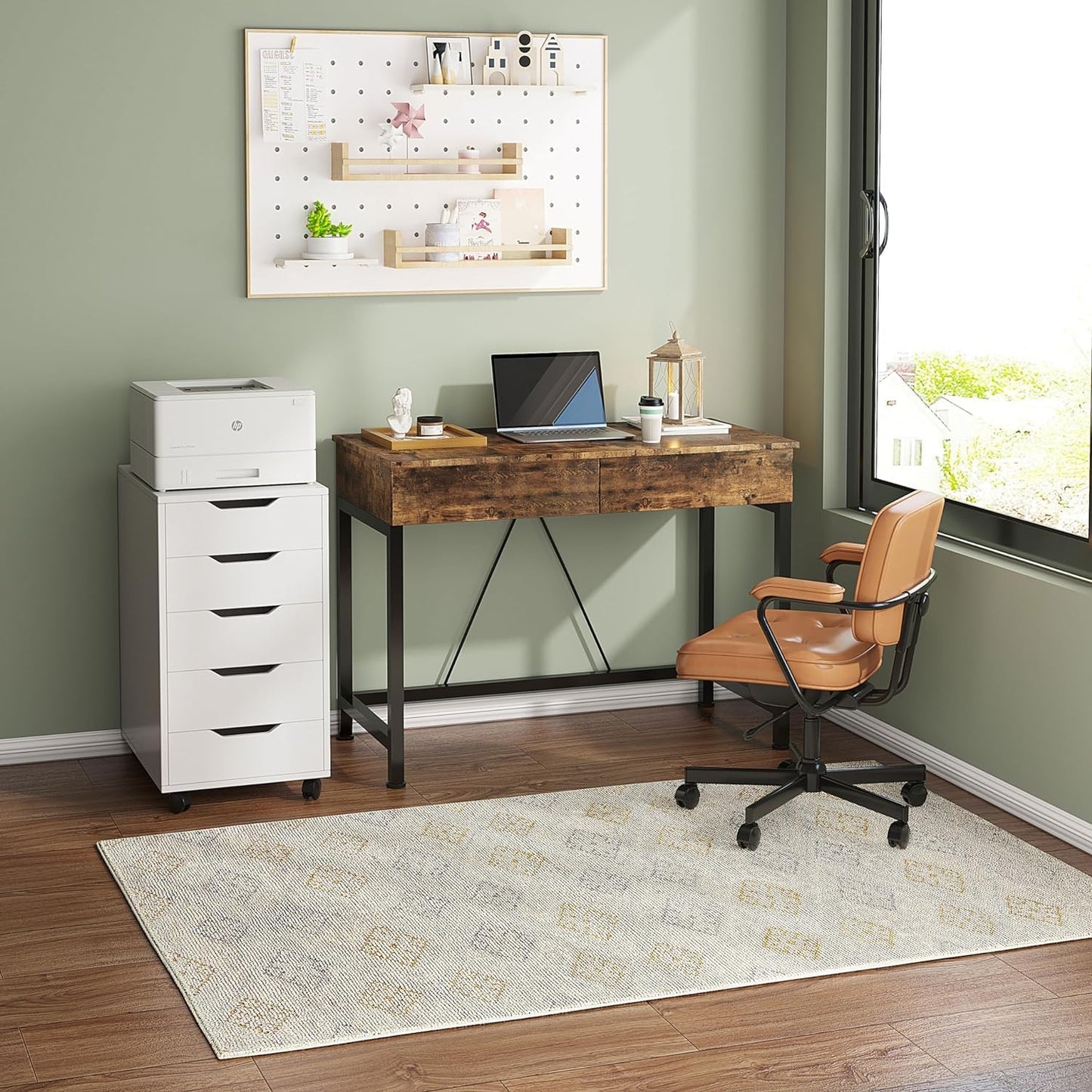 CAIYUN 40“ Small Desk for Bedroom, Computer Desk with 2 Wooden Drawers, Home Office Desk with Storage, Vanity Desk, Kids Study Writing Desk for Small Space, Vintage Table for Bedroom,(Rustic Brown)