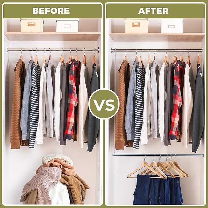 Hanging Closet Rod, 17-29In Adjustable Width and Up to 37In Height Adjustable Closet Rod Extender, Double Closet Rods Hanging Bar, Space-Saving Tension Hanging Organizer, Chrome, 2 Pack