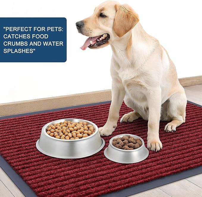 OLANLY Front Door Mat Indoor Outdoor Entrance, Waterproof Heavy Duty Doormat, Fade Resistant, Low Profile, Easy Clean Patio Porch Welcome Floor Mats for Entry, 59x40, Wine Red
