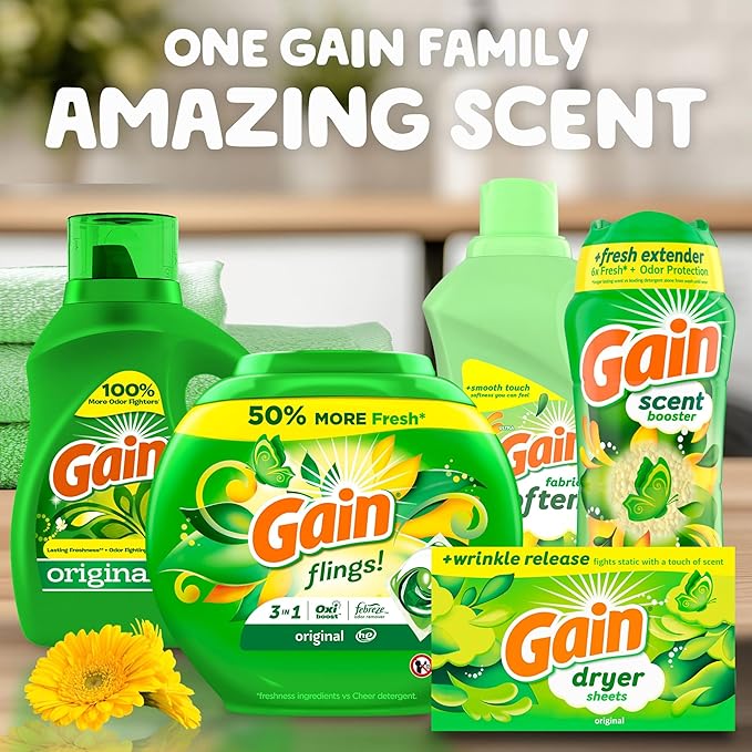 Gain In-Wash Laundry Scent Booster, Original Scent, 18.2 OZ, Fresh Extender + Odor Protection