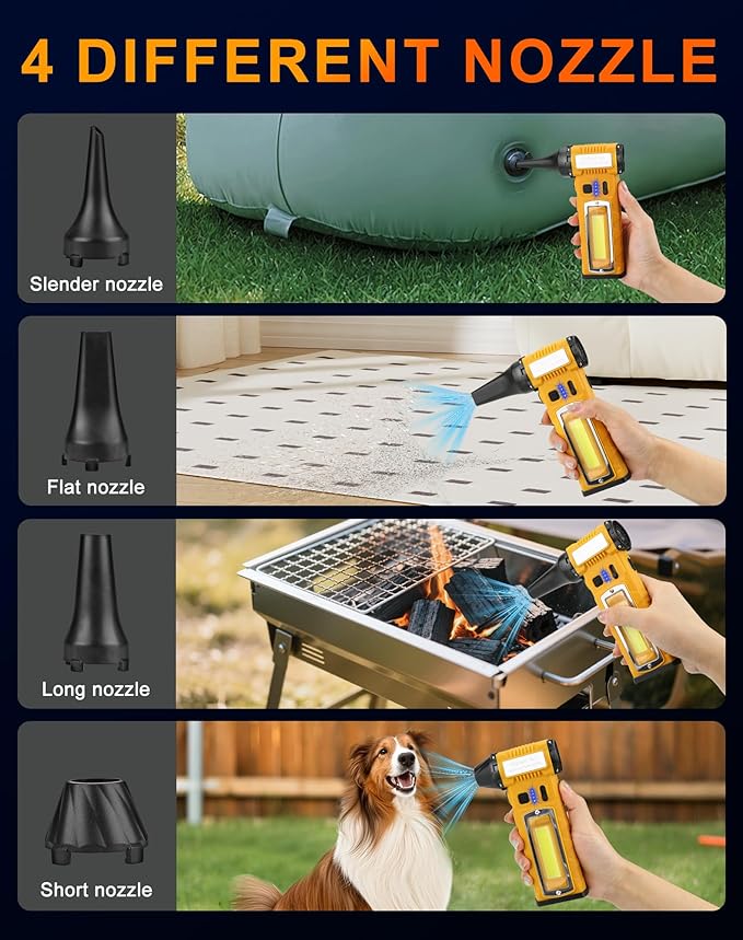Compressed Air Duster, 2 Gear Adjustable 110000RPM Electric Air Duster with LED Light, USB Rechargeable Electric Air Blower, Dust Blower for Computer, Keyboard, Outdoor and Car 8000mAh