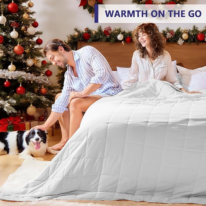 King Size Weighted Blanket for Adults (25 lbs, 80” x 87”, White) Cooling Heavy Blanket for Sleeping Perfect for 240-260 lbs, Breathable Blanket for Adults & Couple All Season, Machine Washable