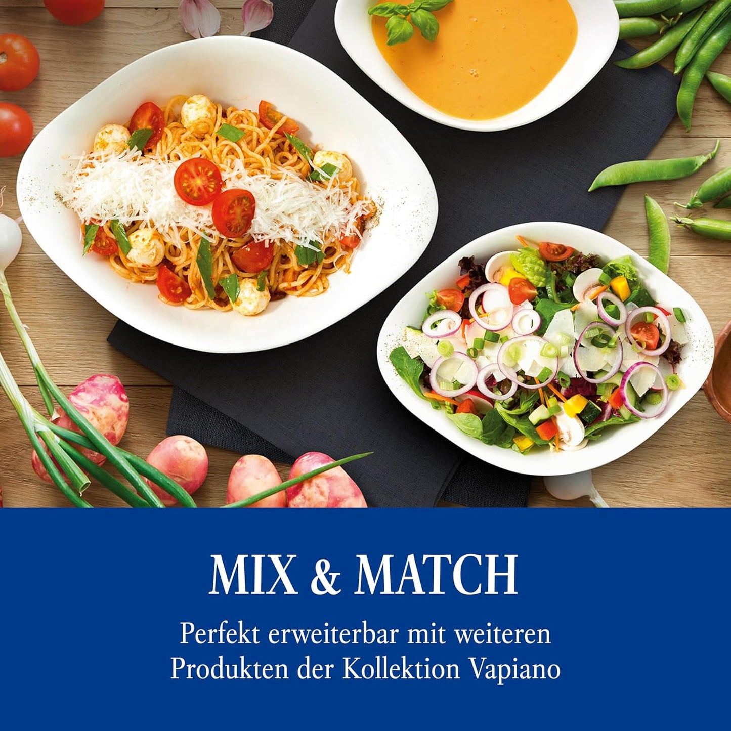 Villeroy & Boch Vapiano Pasta Bowl Set of 2, Premium Porcelain, Made in Germany, White