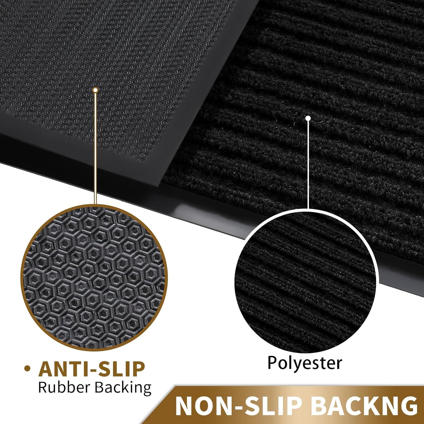 Yimobra Front Door Mat Outdoor Indoor Entrance, 100% Waterproof All-Season All Weather Doormat, Welcome Matt Outside Entry, Non Slip, Low Profile, Heavy Duty Patio Porch Floor Mats,47 x 32,Black