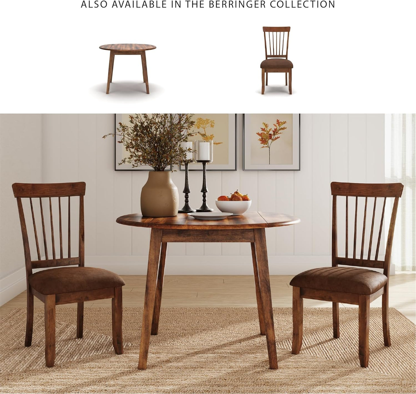 Signature Design by Ashley D199-01 Berringer 18" Rustic Dining Chair with Cushions, 2 Count, Light Brown
