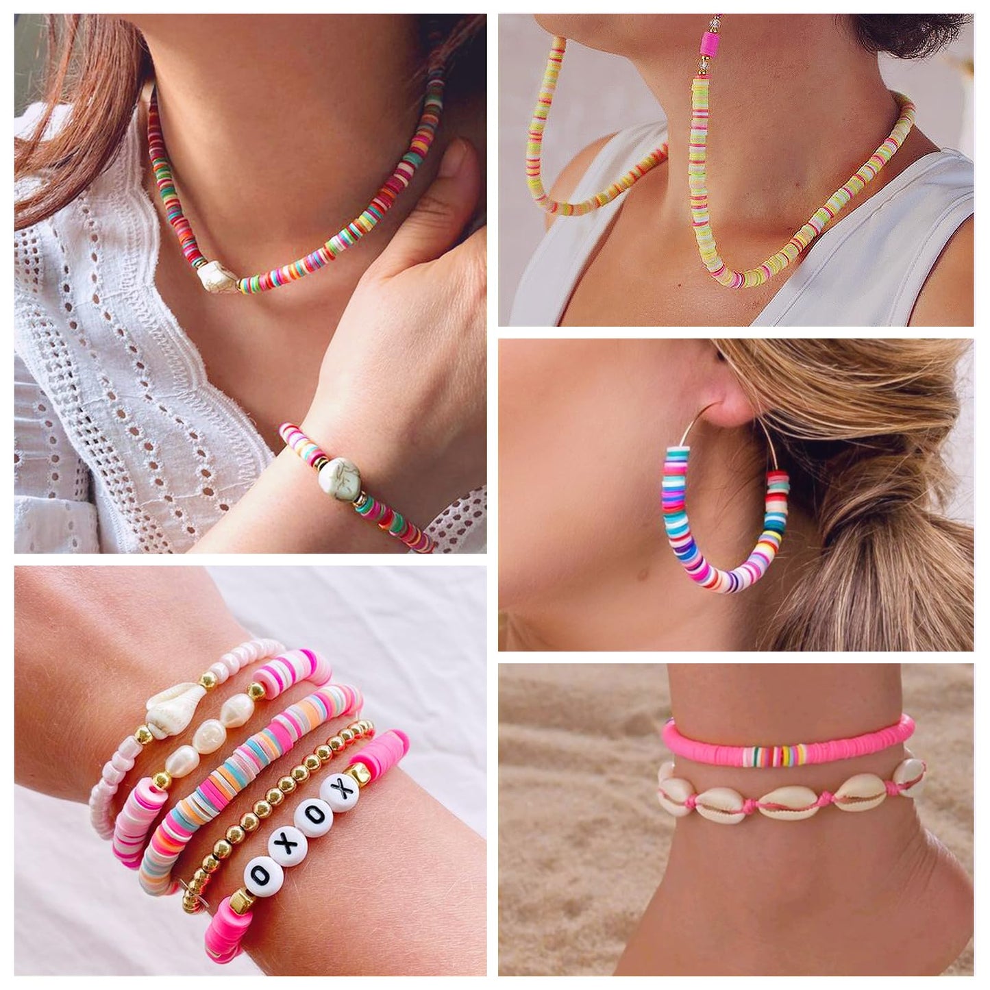 Redtwo 10000 Pcs Clay Beads Bracelet Making Kit, 3 Boxes 60 Colors Flat Preppy Beads for Friendship Bracelet Kit, Polymer Heishi Beads with Charms for Jewelry Making, Crafts Gifts for Teen Girls