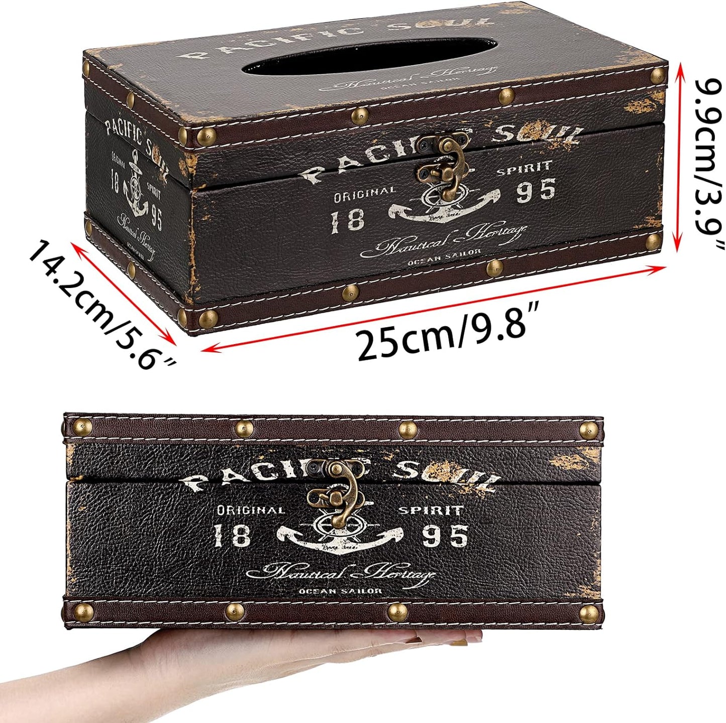 Sumnacon Tissue Box Cover Rectangle Tissue Box with Lid,Wooden Tissue Box Holder Retro Tissue Holder Decorative Tissue Cover for Bathroom Toilet Living Room Kitchen Table Desk OfficeDecor,Brown