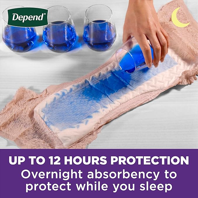 Depend Night Defense Adult Diapers, Incontinence & Postpartum Bladder Leak Underwear for Women, Disposable, Overnight, Extra-Extra-Large, Blush, 40 Count (4 Packs of 10), Packaging May Vary