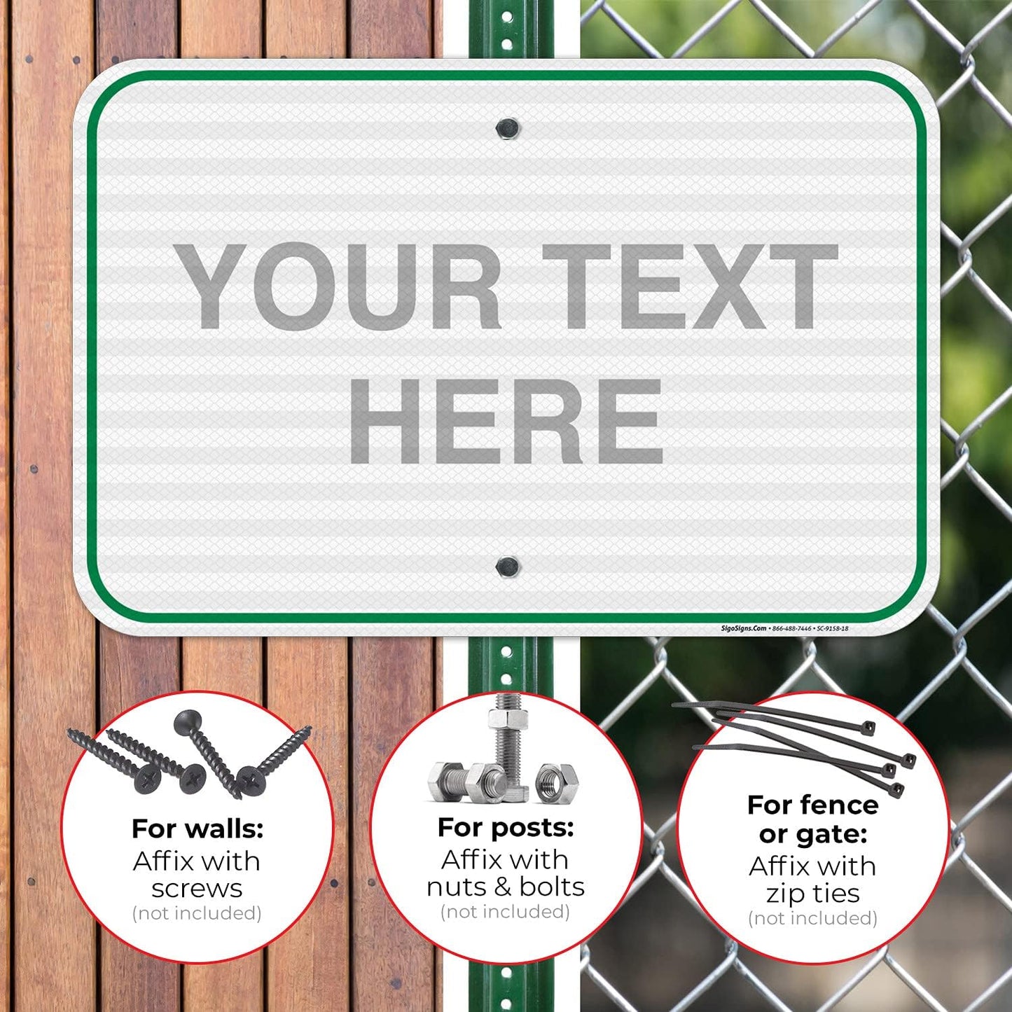 Custom Sign, Personalized Metal Signs, Customize for Office, Business, Workplace, Home, Airbnb, Delivery Green Signs, 12x18 Inches, 3M EGP Reflective .063 Aluminum, Fade Resistant, Made in USA