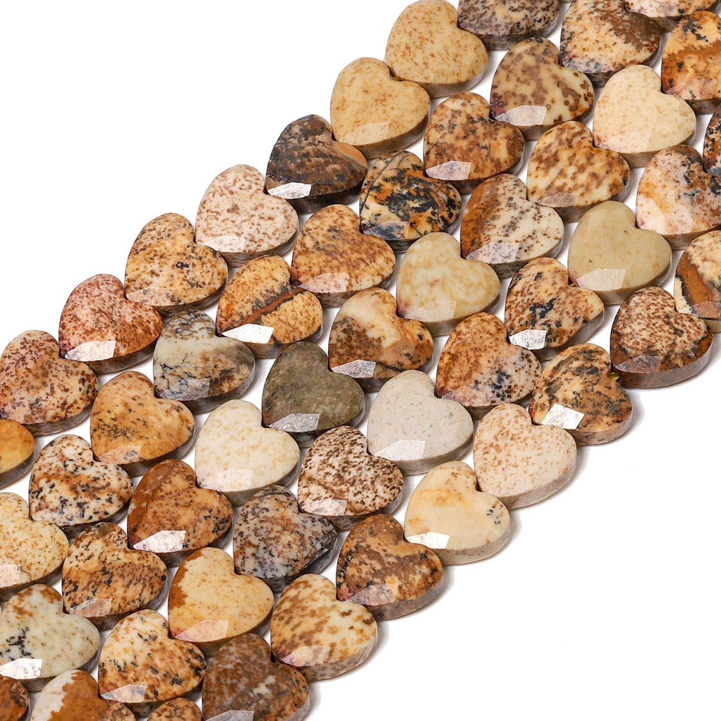 Nitopupu 22pcs Faceted Heart Bead Natural Picture Stone Beads 8mm Crystals and Healing Stones for Jewelry Making Supplies,Friendship Bracelet Kit,Love Gifts