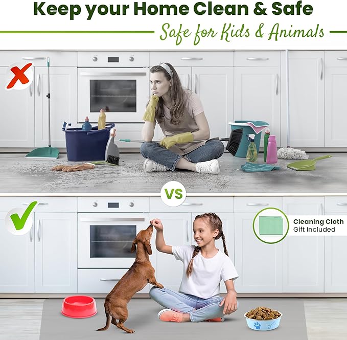 Large Silicone Mat 28" x 20" Thick Heat Resistant, Kitchen Counter Mat Waterproof - Coffee Machine, Glass Top Stove Cover Countertop Protector for Air Fryer, Baking (Semi-Translucent)