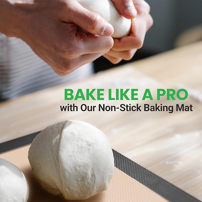 Nutrichef Silicone Baking Mats | 2 Non-stick Food-Grade Silicone Mats | Perfect for Full Baking Pans 24.4 x 16.5 IN | Oven-safe Up to 480 Degrees F | Suitable for Ovens, Freezers & Dishwashers | Black