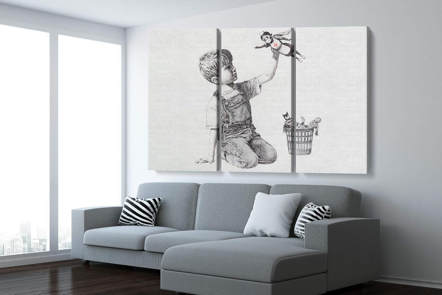 Banksy Super Nurse Hospital Canvas Art Wall Art Home Decor - Various Sizes (3 Pieces Large)