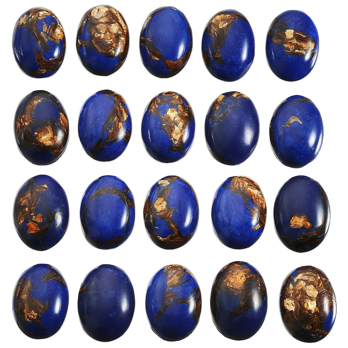 rockcloud 18x25mm Oval Cabochon Flatback Semi-precious Stones Sea Sediment Jasper for Jewelry Making Pack of 5