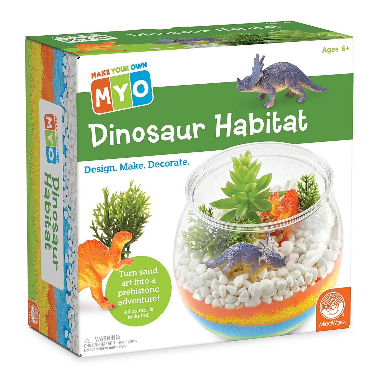 MindWare Make Your Own Dinosaur Habitat – Fun & usable DIY Dino Crafts for Boys, Girls & Teens – Make a Sand-Art Dinosaur Habitat with All Pieces Included – 12 pcs – Ages 6+