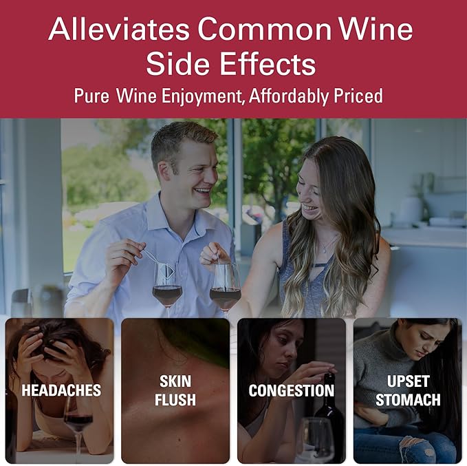 PureWine The Wand Wine Purifier - Red & White Wine Filters for Histamines & Sulfites, Sulfite Remover Sticks, Helps Allergies & Headaches, Gift Accessories for Women & Men - 48 Wands, Silver