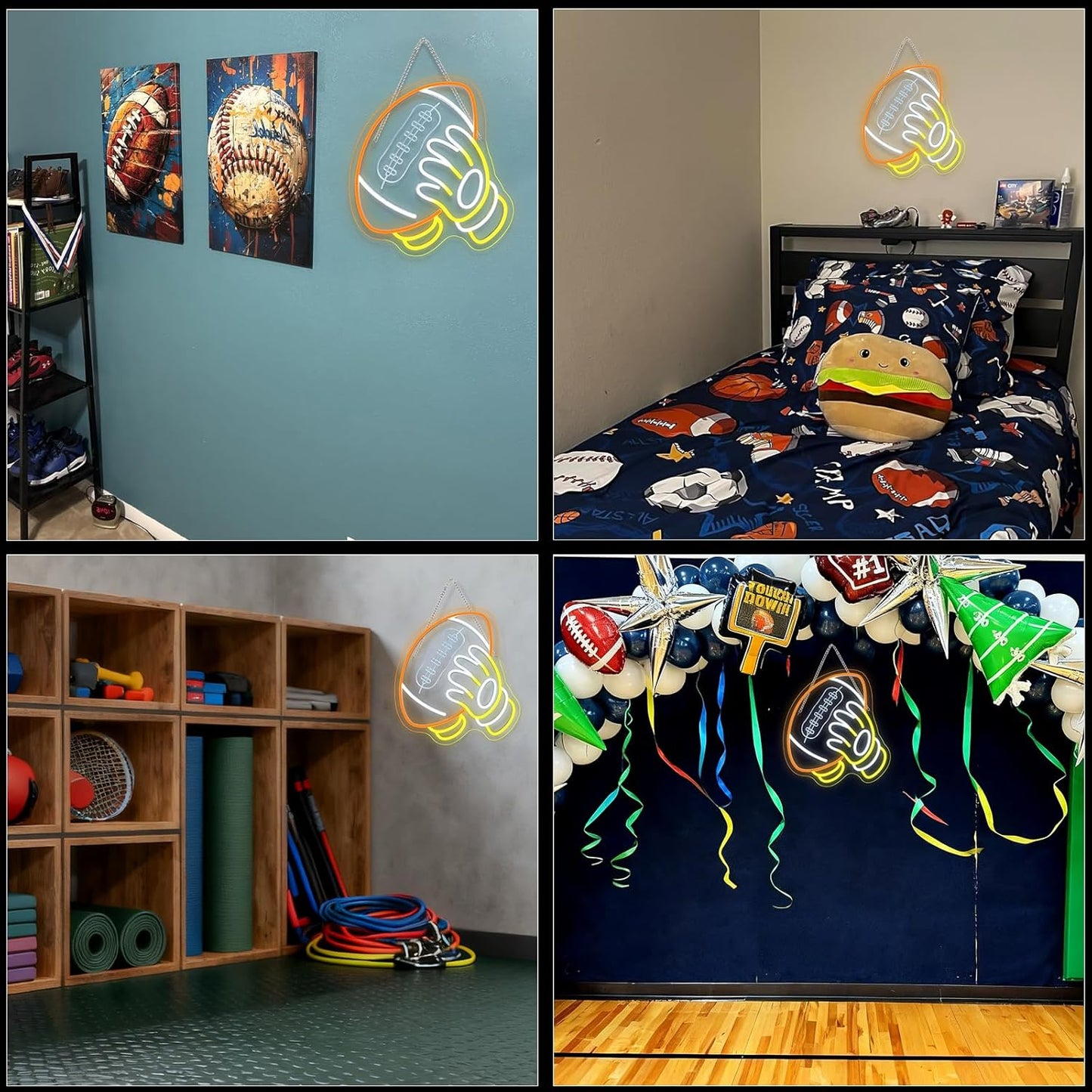 WLHOPE Football Neon Sign Rugby Neon Signs for Wall Decor Football-Shaped Led Lights for Bar Sports Theme Party Rugby Game Room Bedroom Dorm Decoration Gifts for Teens Football Gifts