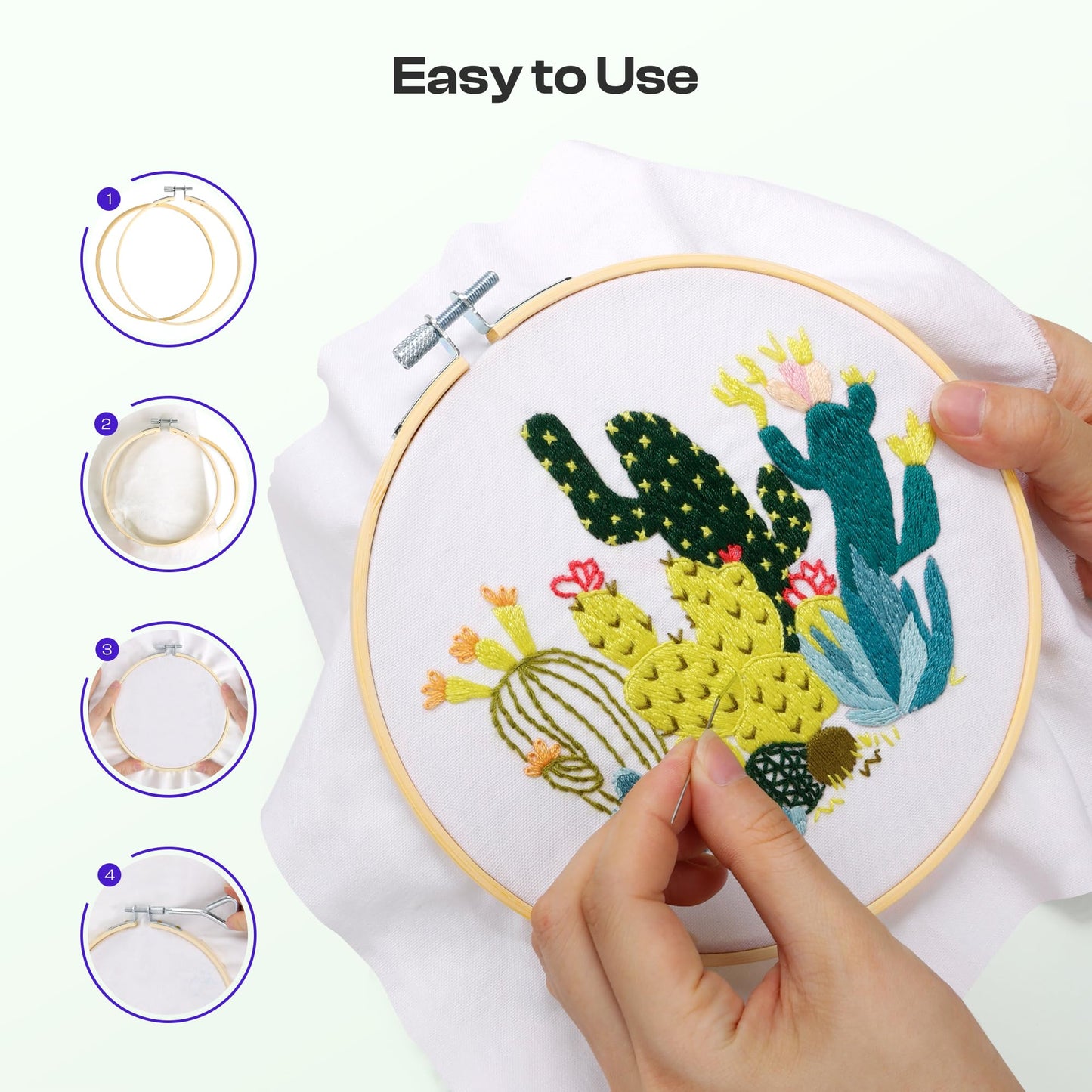 Caydo 6 Pieces 7 Inch Embroidery Hoop with Metal Screw, Round Embroidery Hoops Set, Adjustable Bamboo Cross Stitch Hoop Ring, Embroidery Frames for Art Craft Sewing, Home Ornaments