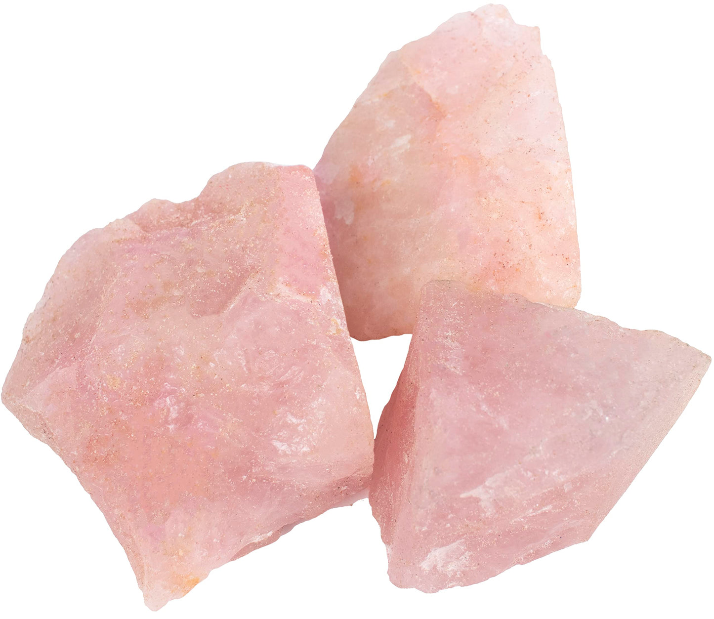 "650+ Carats, 3 Pc Rose Quartz Rock Rough Stone 2540 mm Raw Crystals Rock Crystals and Healing Stones Rough Gemstones Rock Collection for Beginners Used as Crystal Therapy, Meditation, Reiki"