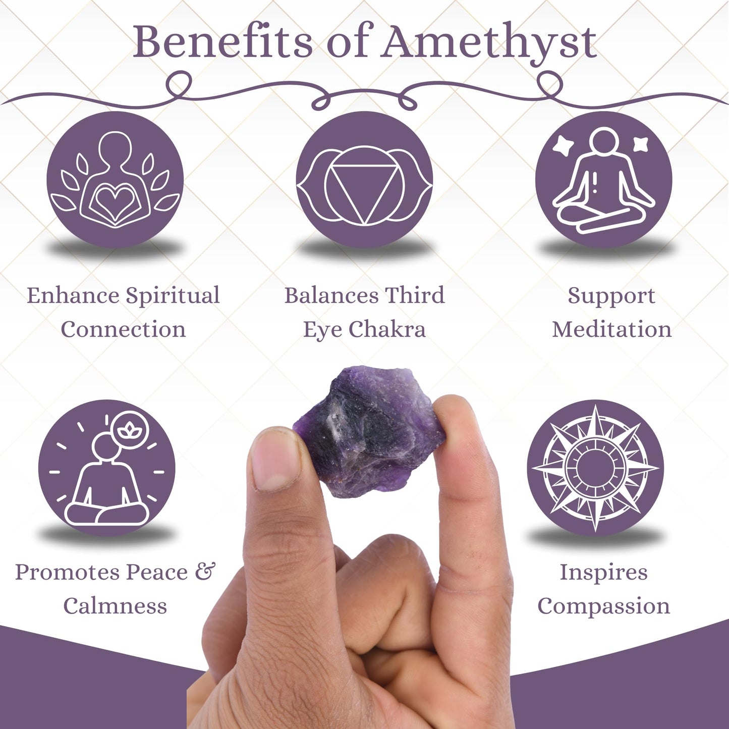 ANAYA AGATE Amethyst Raw Crystals Rough Gemstones with Authenticity Card, Velvet Pouch Raw Stones for Tumbling, Cabbing, Polishing, Cutting Natural Healing Crystals for Home Decor, DIY Stones