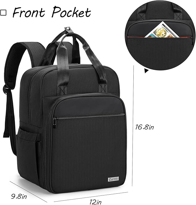 CURMIO Bartender Bag Travel Bartender Kit Backpack with Padded Compartments for Wine and Bar Tools Set, Bartender Carrying Bag for Home Indoor Outdoor Patio Party, Black, Bag Only, Patent Pending