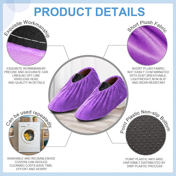 JaGely 11 Pairs Reusable Non Slip Cloth Shoe Covers Washable Thickened Boot Shoe Covers for Indoors and Households(Multicolor)