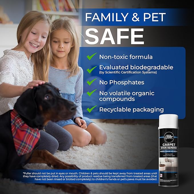 Fuller Brush Carpet Stain Remover – 18 oz Enzyme Foam Spot Cleaner for Carpets, Rugs & Upholstery – Removes Pet Stains, Coffee, Wine, Grease – Odor Eliminating (Pack of 2)