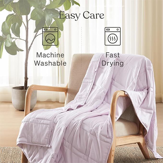 Baloo Weighted Blanket for Adults 12 lb Throw (Lavender, 42"x72") | Cool & 100% Cotton | Machine Washable & Dryer Safe | Glass Microbead Fill