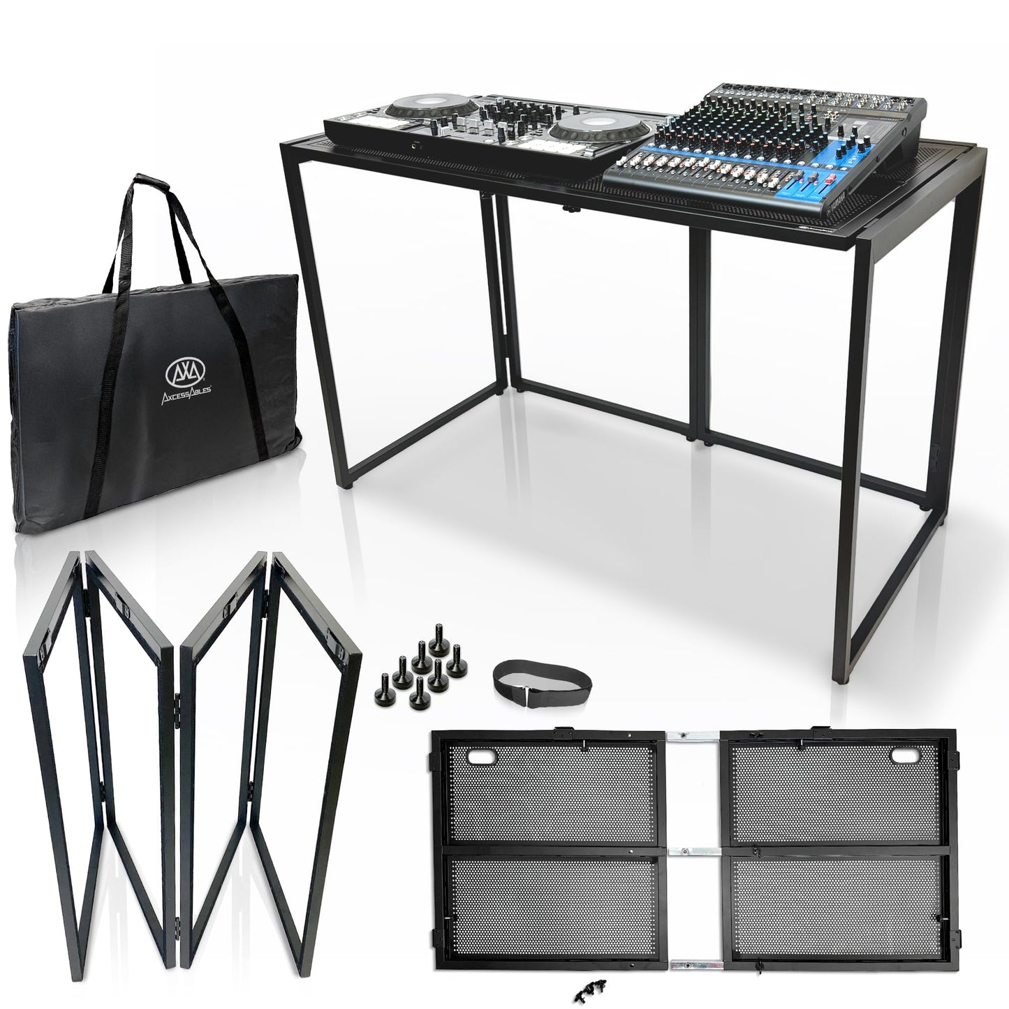 AxcessAbles Portable DJ Table XL - 54    x 27    Music Workstation | 35    Standing Height, 400lb Capacity | Collapsible FOH Sou