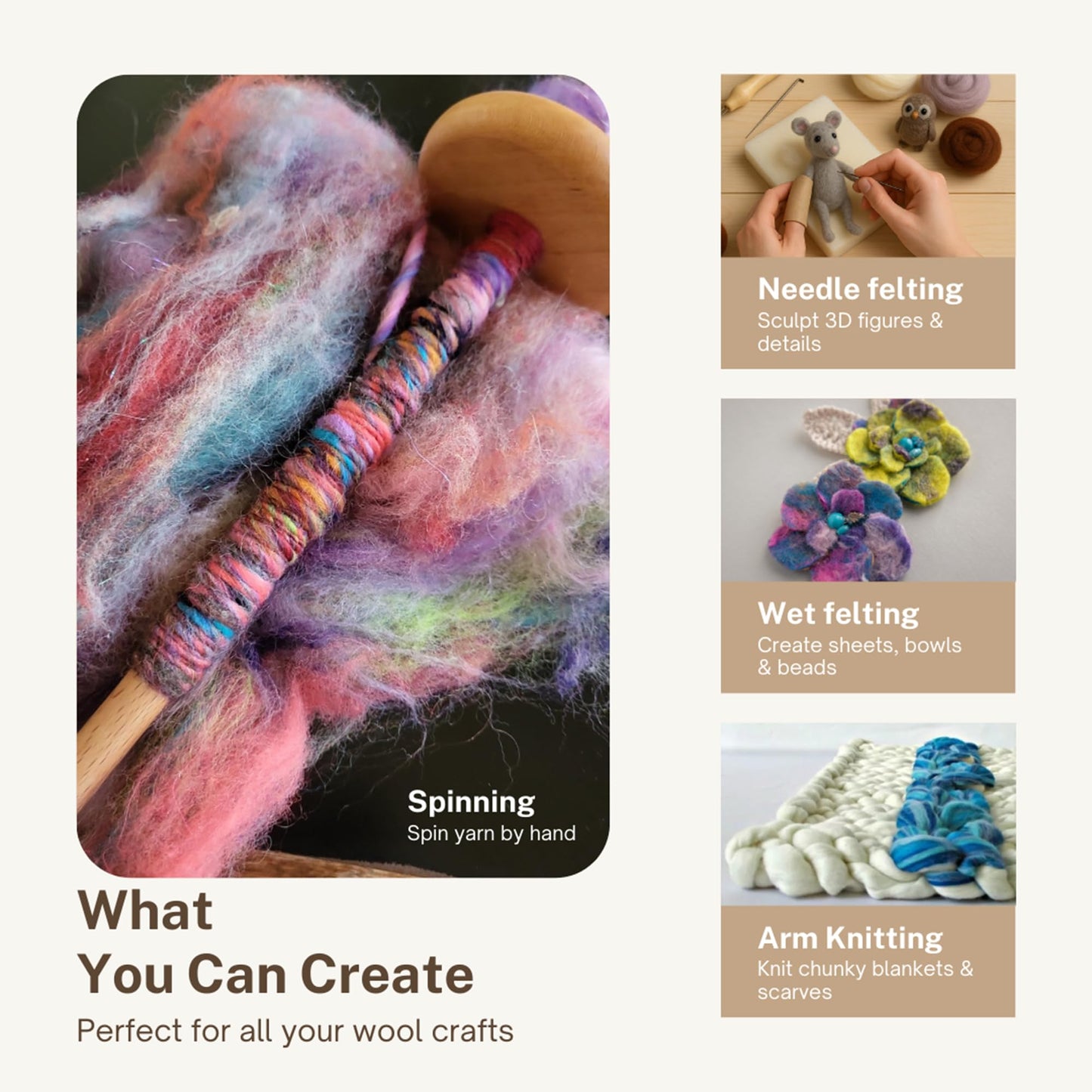 DICHA Fine Merino Wool Roving – Hand-Dyed in Stunning Color Blends for Needle Felting, Wet Felting, Spinning, and Weaving – Soft Combed Top Fiber – 5oz – Lavender Breeze