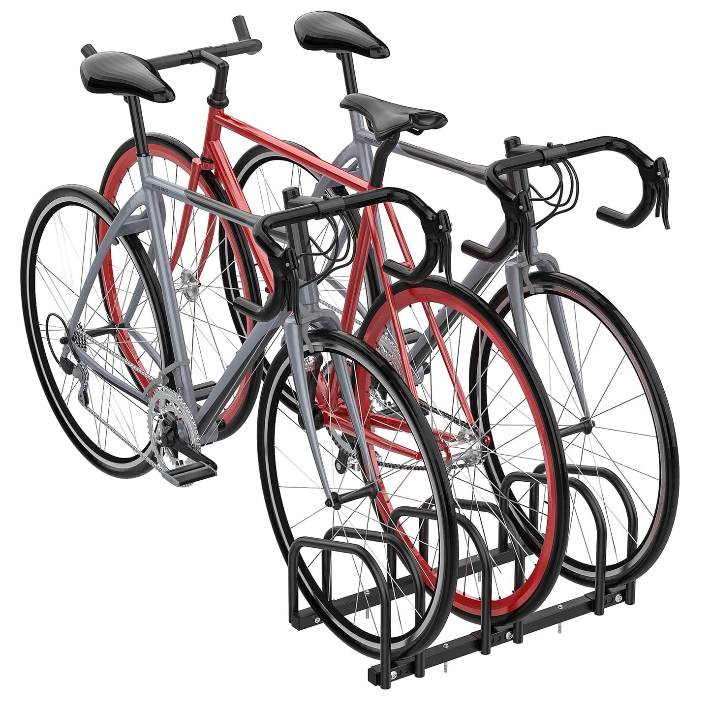 WALMANN 3 Bikes Floor Bike Stand, Bike Parking Rack Garage Bike Storage Stand Indoor/Outdoor 22-28" Wheel Stand, Max. Tire Width 2.1"