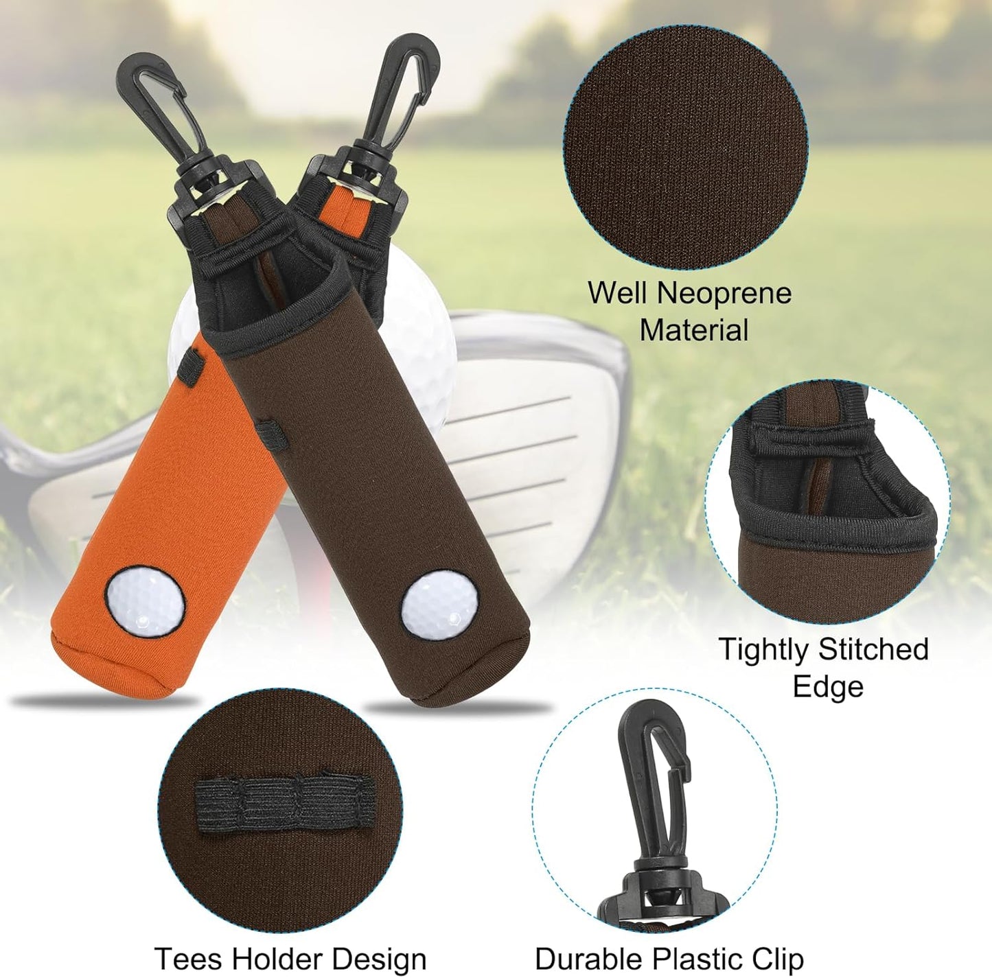PATIKIL Golf Ball Carry Bag Golf Tee Holder Pouch Portable Neoprene Golf Ball Holder with Clip for Men and Women