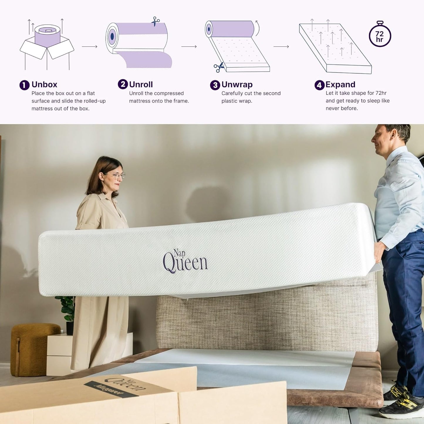 NapQueen Twin-XL Mattress, 12 Inch Charcoal Memory Foam, CertiPUR-US Certified, Bed in a Box