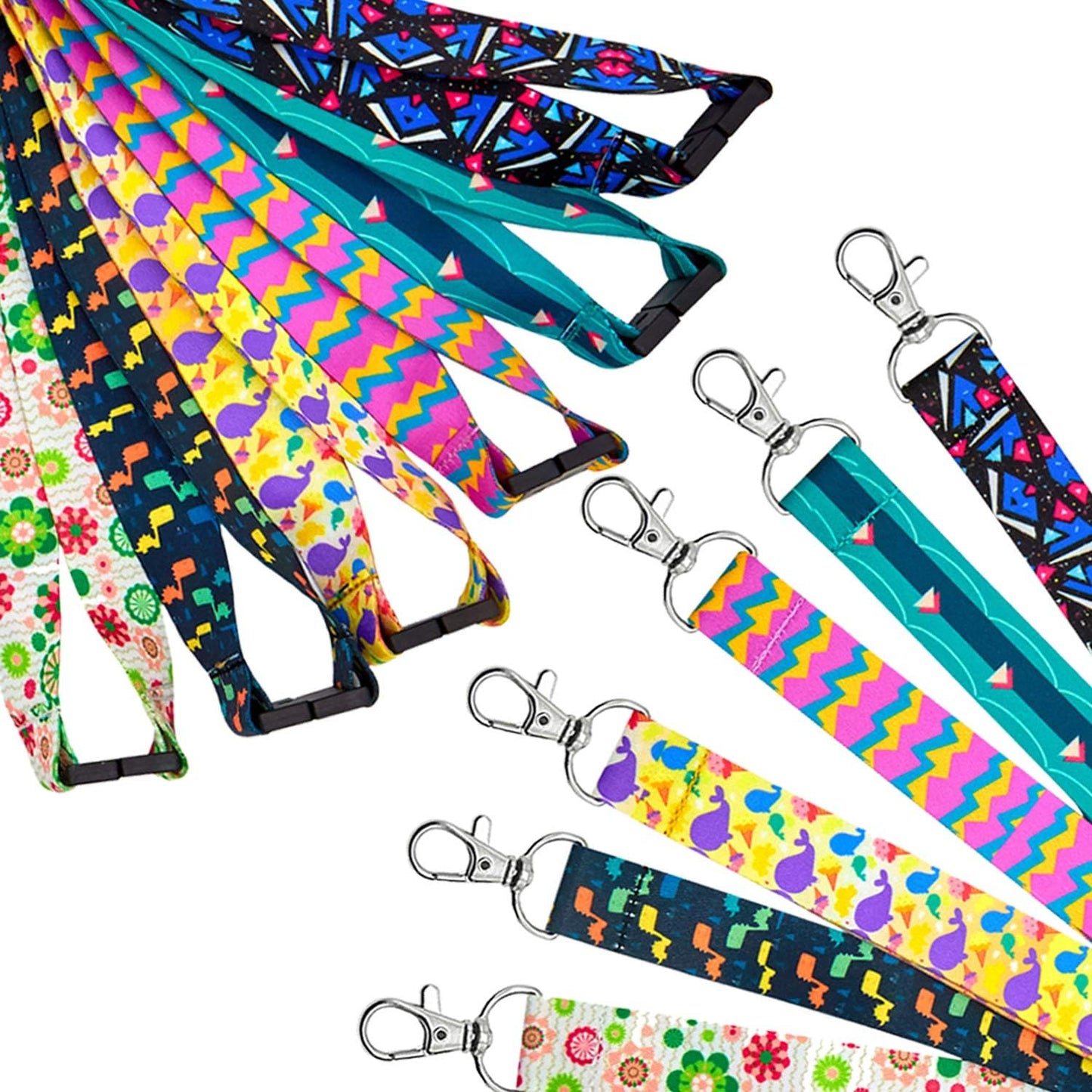 YOUOWO 6 Pack Printed Lanyards with Horizontal ID Badge Holder for Cruise Keys Women Kids Ship Card,Breakaway Office Neck Safety Lanyard with Patterns