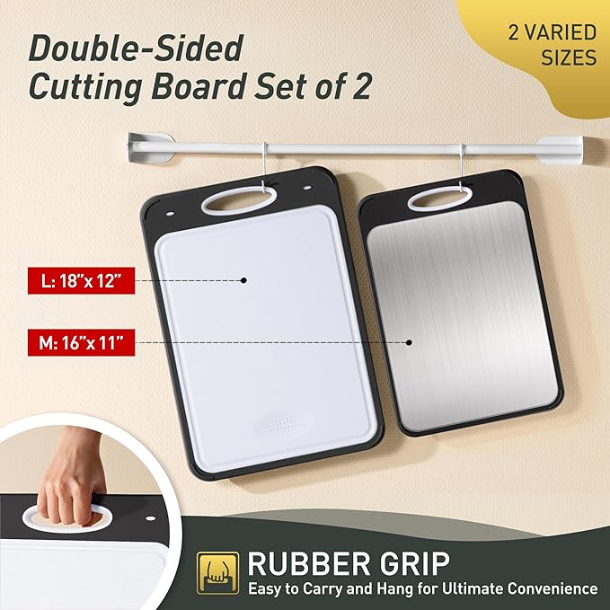 2 in 1 Stainless Steel Cutting Board with Handle 2 Packs Women Her Sister Aunt Wife Hustband Lady Auntie Titi Bestie Soul Happy Christmas Xmas Birthday Gifts Cool Unique Aesthetic 30 40 60 70 Year Old