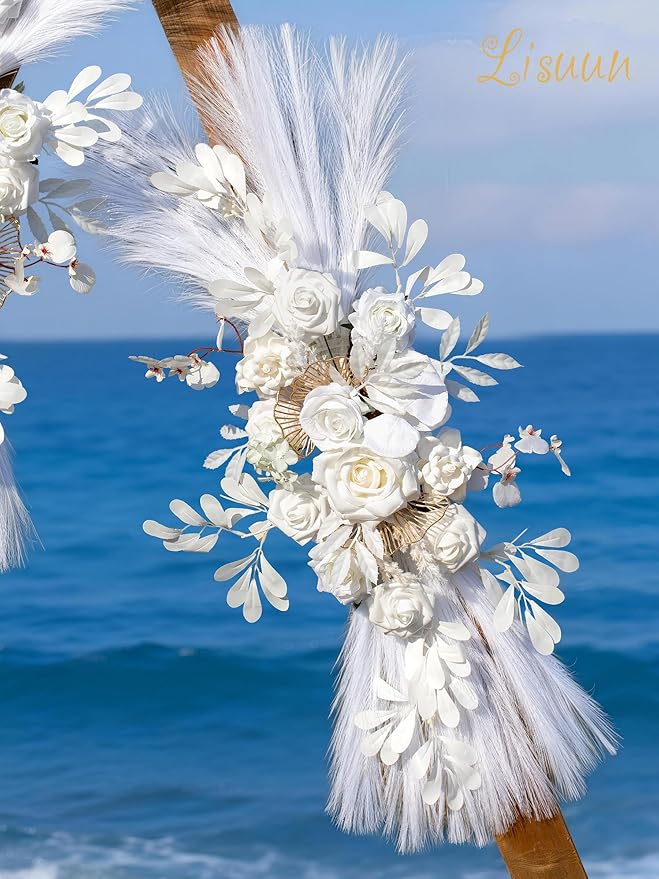 Wedding Arch Flowers, Artificial Flowers for Decoration, Large Flower Swag for Boho Styles Wedding Ceremony Floral Decor - Pack of 2