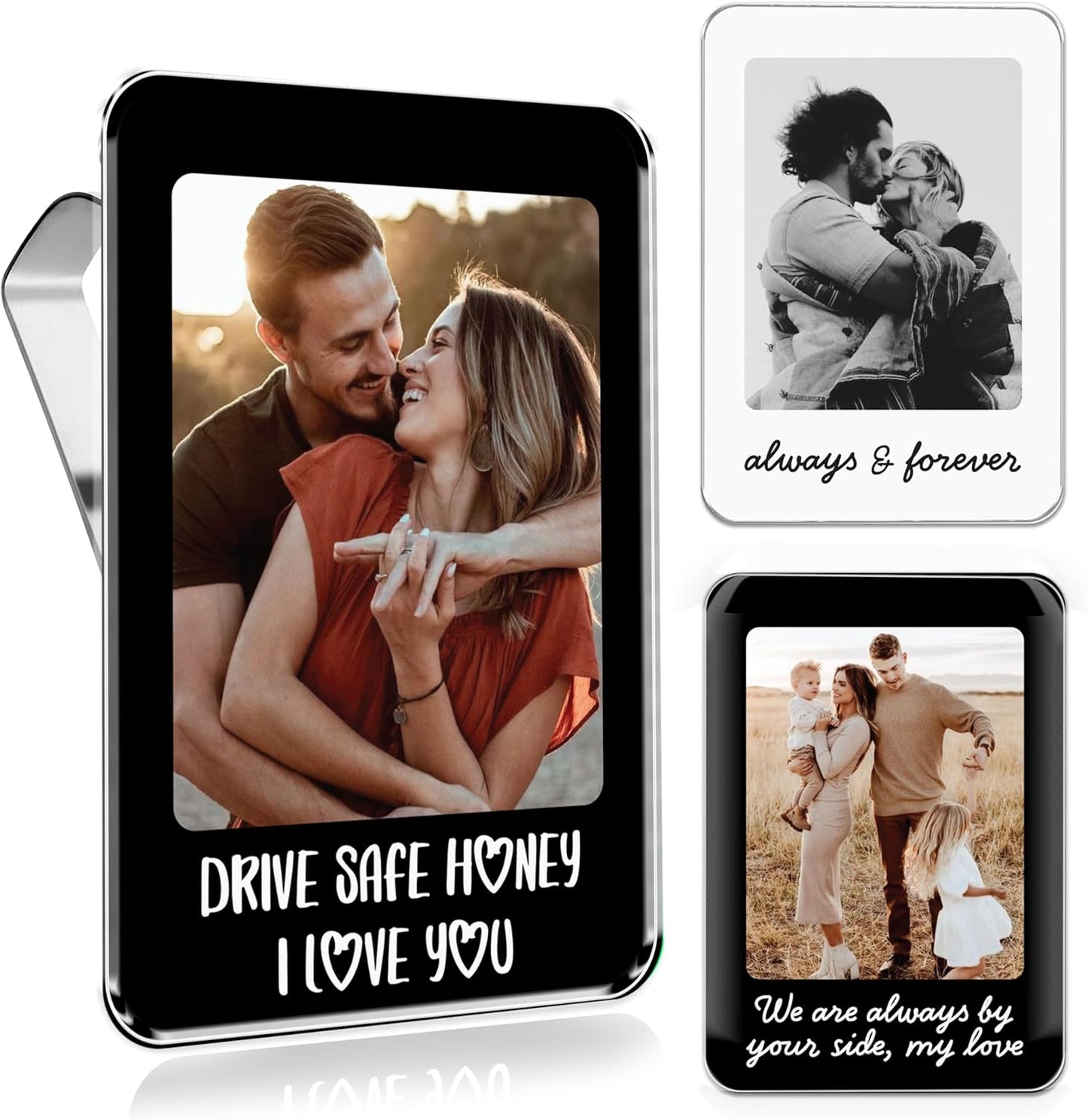 Personalized Car Visor Photo Clip – Custom Acrylic Picture Holder with Text, Gift for Dad, Mom, Husband, Wife, or Girlfriend – Drive Safe Car Accessory for Birthday & Christmas