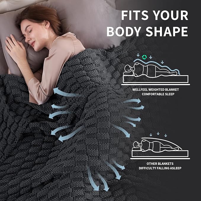 Knitted Weighted Blanket for Adult, No Beads Heavy Blanket 60” x 80'' 20lbs, Breathable Chunky Knit Blanket, Cooling Weighted Blanket for Hot Sleepers, Christmas Home Decor (Dark Grey)
