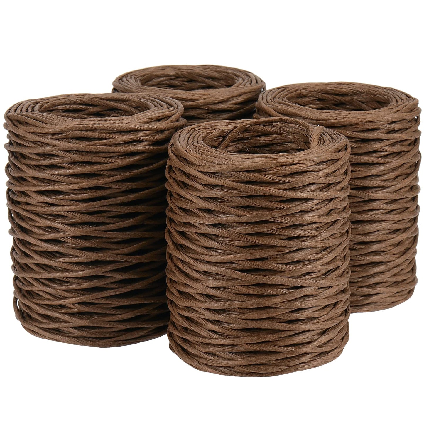 MOUYAT 4 Rolls Total 656 Feet x 2mm Brown Floral Wire, Rustic Vine Bind Wire, Paper Wrapped Rattan Rope for Crafts, Flower Bouquets Crown, Christmas Wreaths, Wedding, Weaving Basket