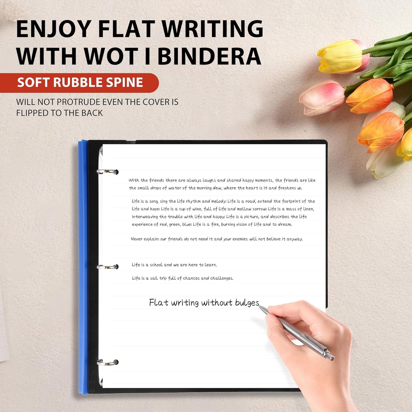 WOT I 4-Pack Telescoping 3 Ring Binder(0.75"), Expandable Flexible Binder - Patented Design for Easy Portability, Holds 160 Sheets, 4 Vibrant Colors, Perfect for School, Office&Home Organization