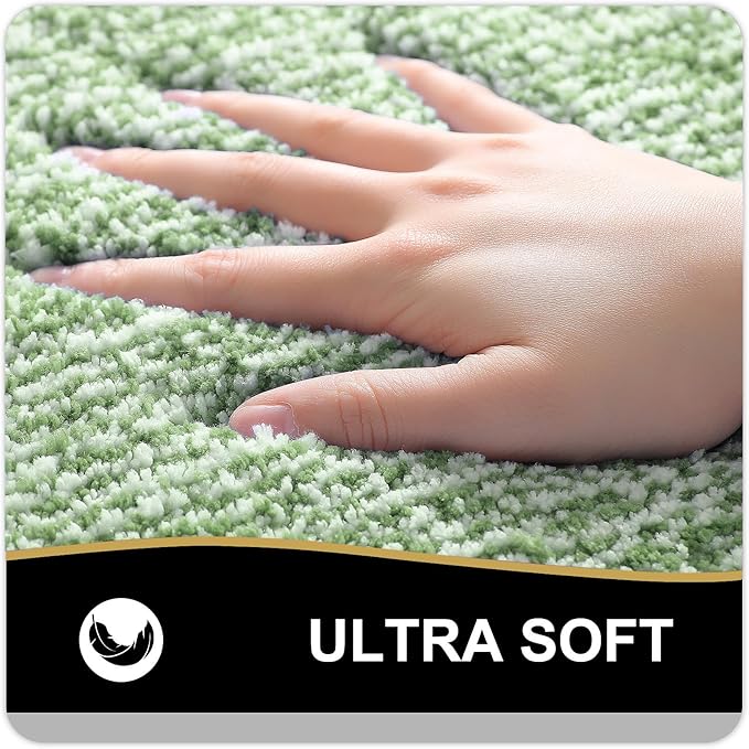 OLANLY Bathroom Rugs 30x20, Extra Soft and Absorbent Microfiber Bath Mat, Non-Slip, Machine Washable, Quick Dry Shaggy Bath Carpet, Suitable for Bathroom Floor, Tub, Shower (Medium, Sage Green)