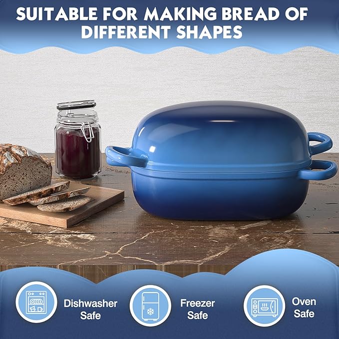 Dutch Oven for Bread Baking 9x6 Inch - 2.5QT Bread Pans for Homemade Bread Cast Iron Bread Pan Dutch Oven Loaf Pan with Lid and Loop Handles for Homemade Breadmaking
