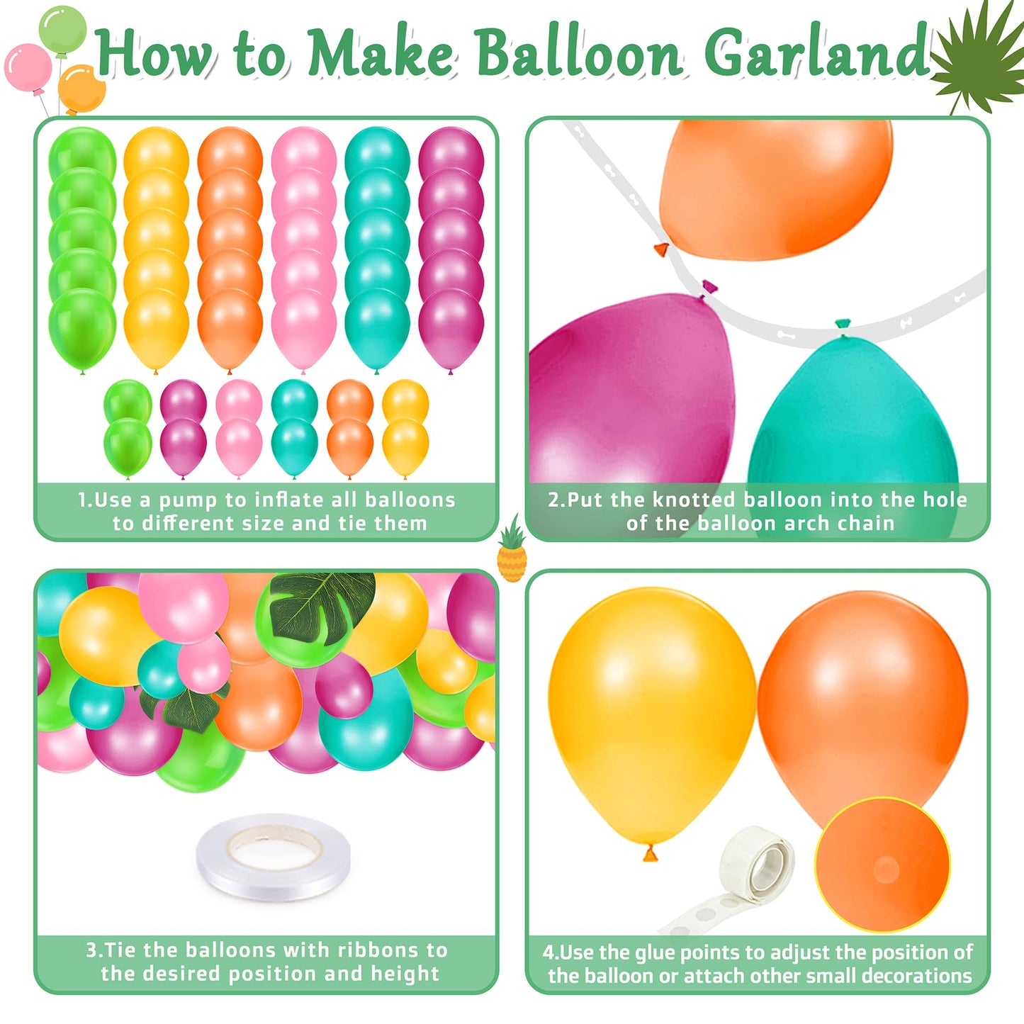 165PCS Hawaiian Luau Party Decoration, Tropical Beach Party Decorations with Balloons, Aloha Party Decor, Summer Pool Party Supplies with Hawaii Table Skirt