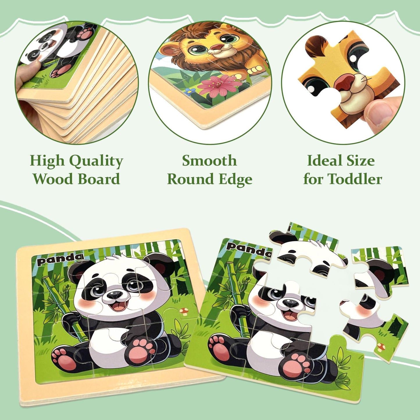 Wooden Animals Puzzles for Toddlers 2-4, 8 Pack 9 PCS Jigsaw Puzzles for Kids 2-4, Wooden Puzzles for Toddlers 3-5, Animal Puzzles for Kids 3-5, Preschool Puzzles Learning Educational Sets Toys