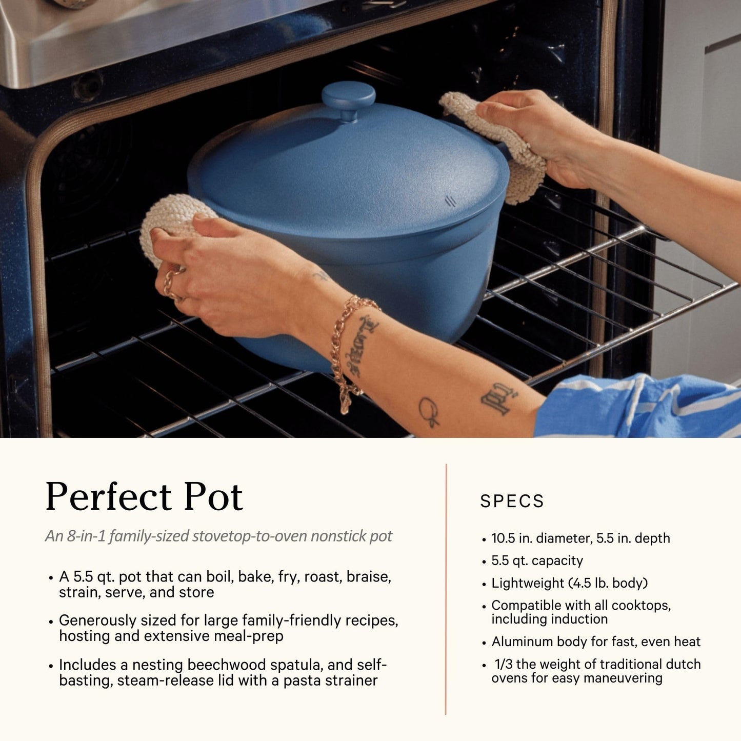 Our Place Cookware Duo | 7-Piece Ceramic Cookware Set with 10.5" Always Pan 2.0, 5.5 Qt Perfect Pot & Strainer Basket | Induction & Oven Safe up to 450°F | Nonstick, Non-Toxic Cookware | Sage