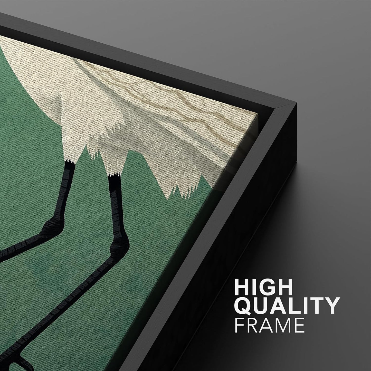 SIGNWIN Framed Canvas Print Wall Art Set Funny Crane Playing Golf Whimsical Bird Illustrations Modern Art Rustic Minimal for Living Room, Bedroom, Office - 16"x24"x2 Black