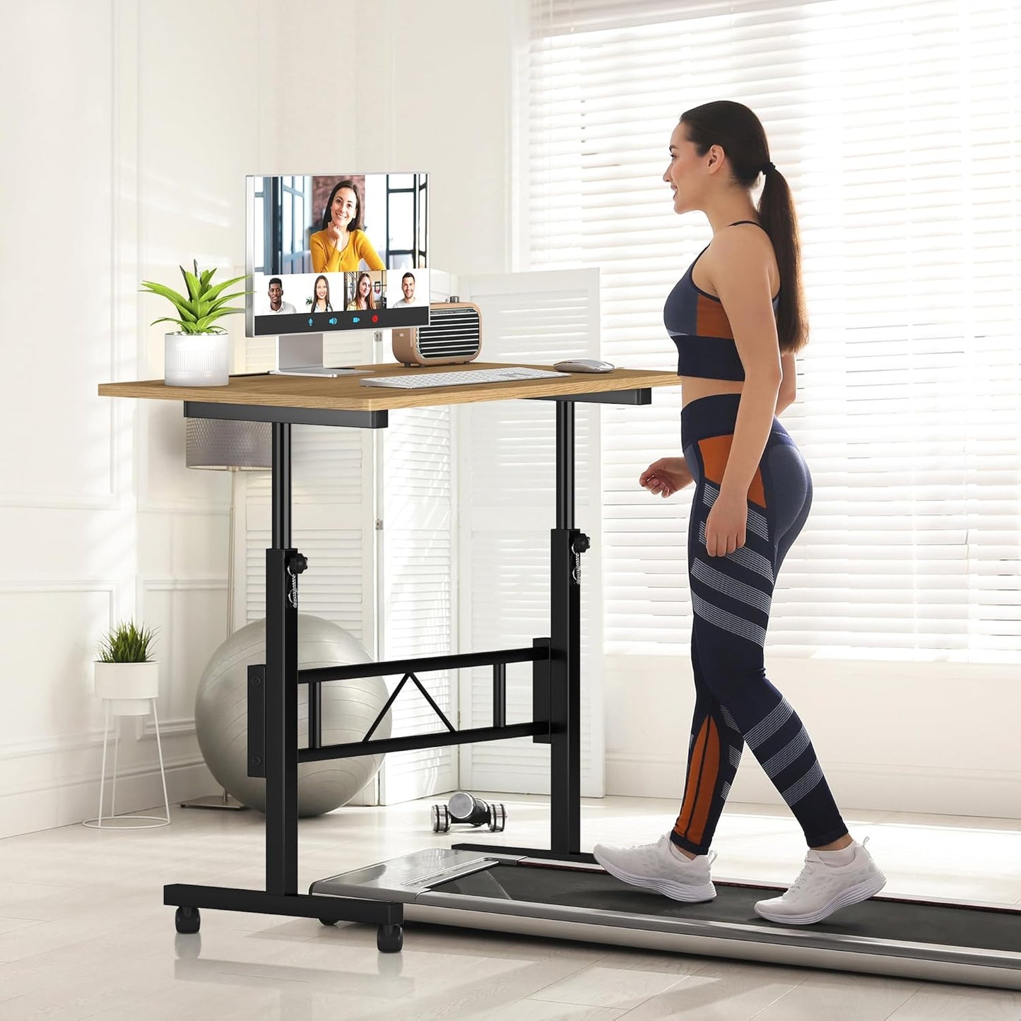 Klvied Small Standing Desk Adjustable Height for Sitting and Standing, Portable Laptop Table for Walking Pad,Oak
